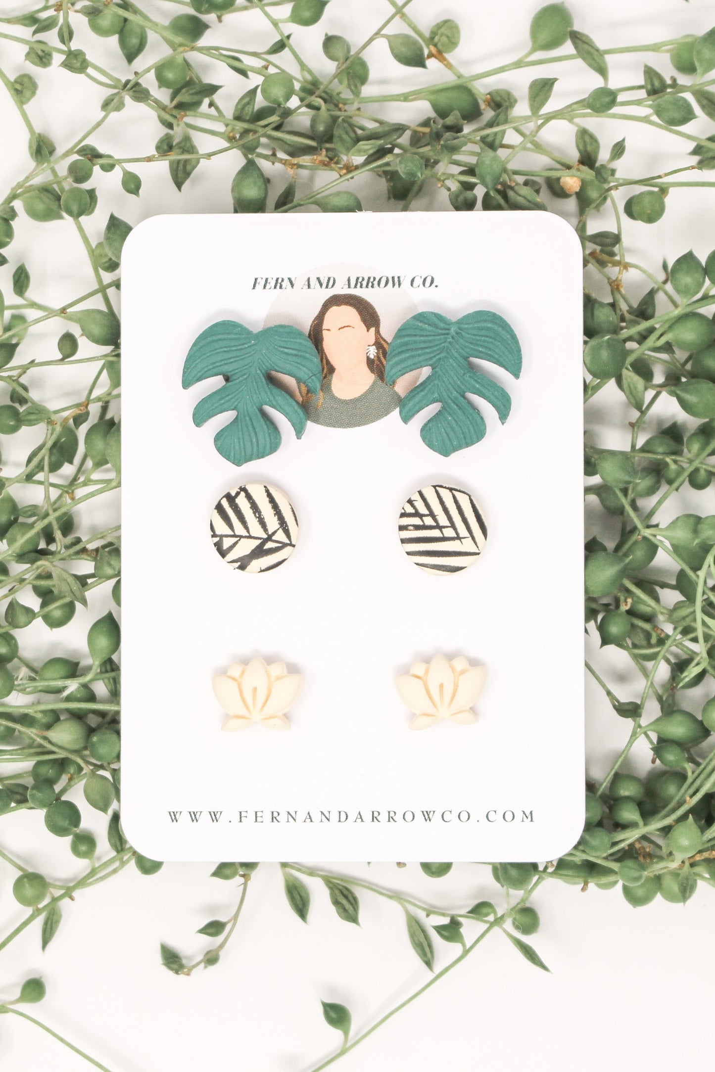 Monstera and lotus stud pack