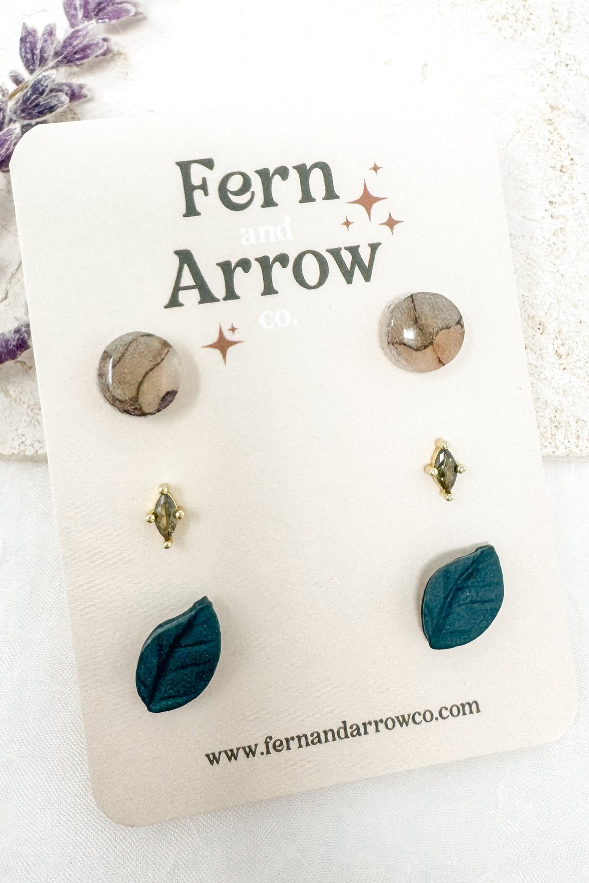 Stained glass and leaves stud pack
