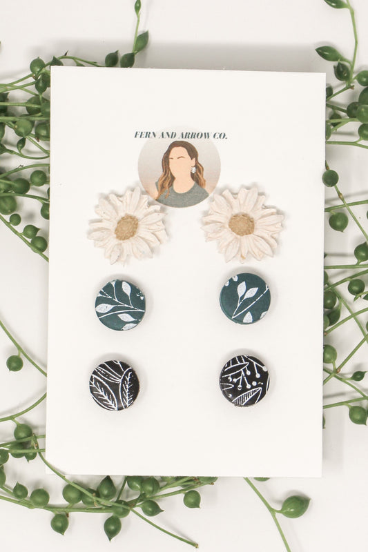 Daisies and florals stud pack