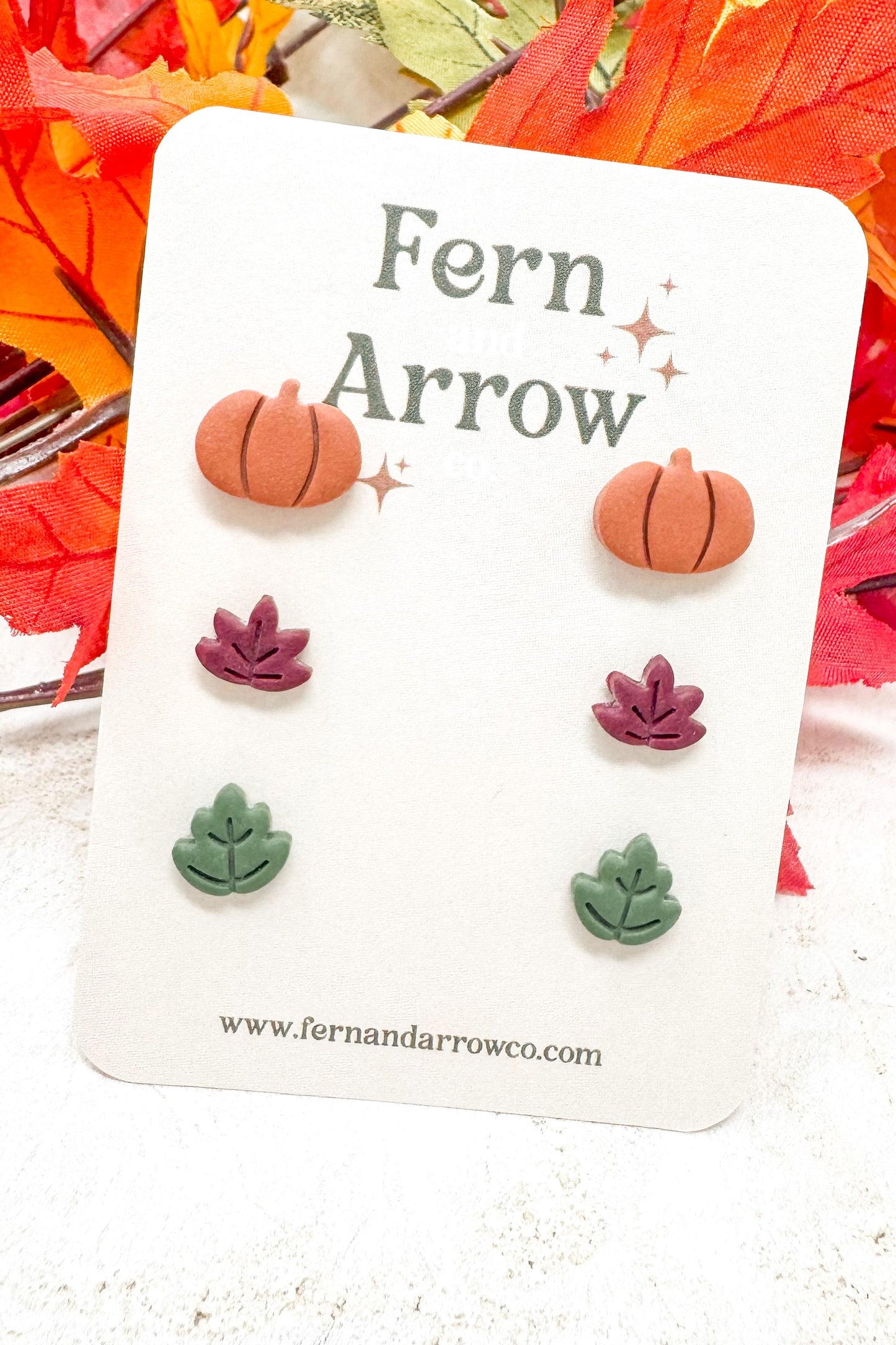Pumpkin and leaves stud pack