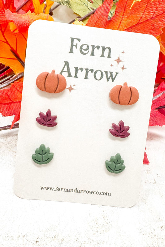 Pumpkin and leaves stud pack
